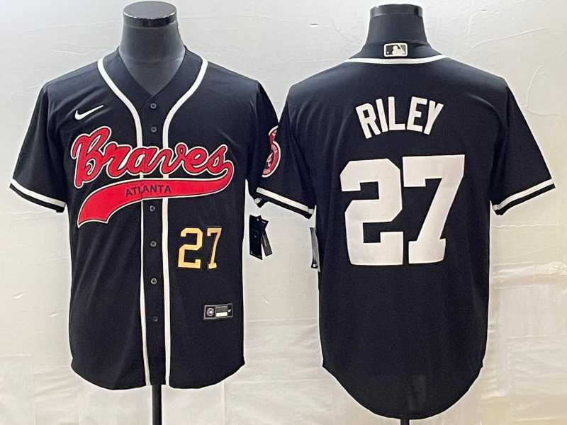 Mens Atlanta Braves #27 Austin Riley Number Black Cool Base Stitched Baseball Jersey->atlanta braves->MLB Jersey